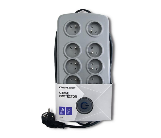 QOLTEC Quick Switch, 8 gniazd, 2,5m, szara 50162 - 462000 - zdjęcie 4